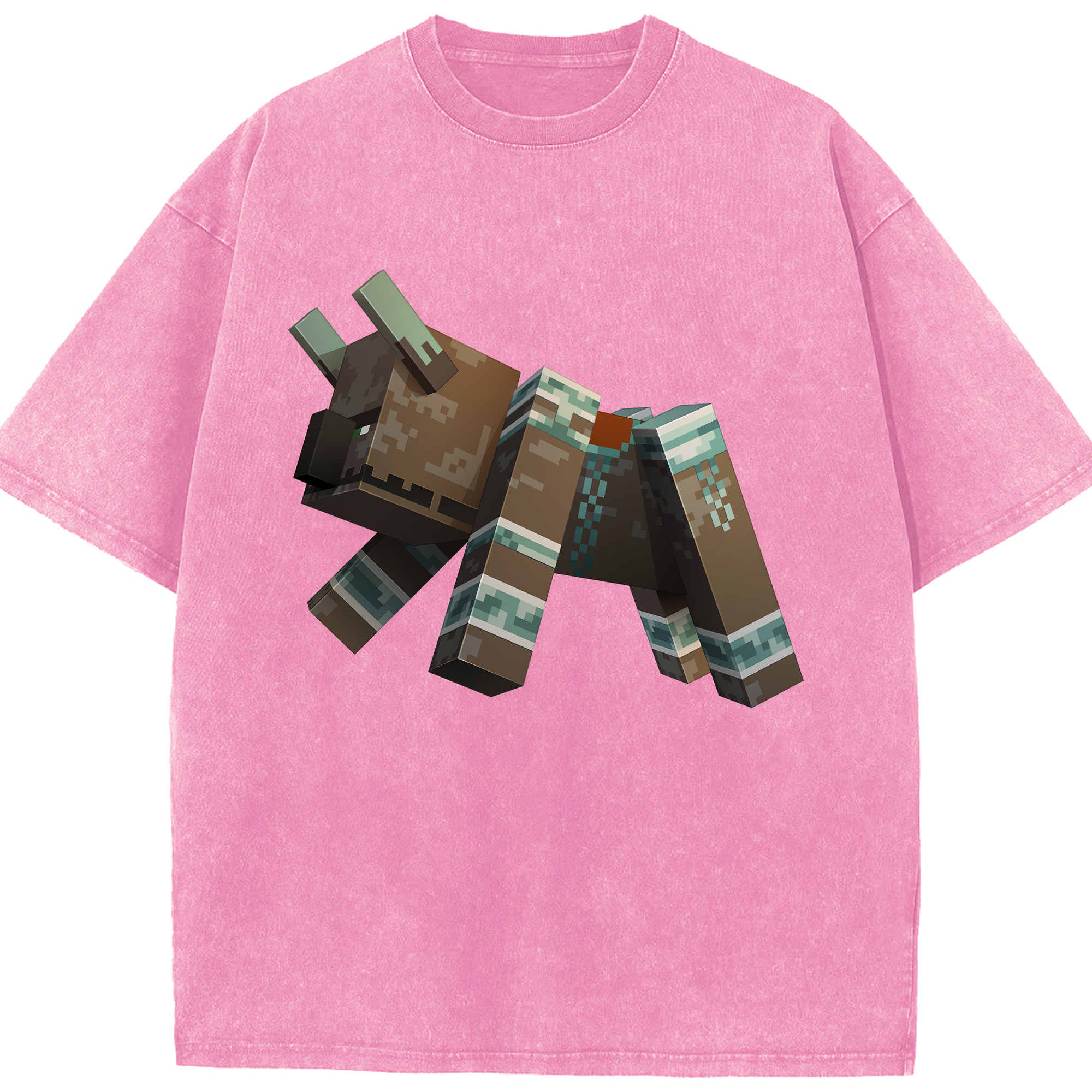 （画像用） マインクラフト ブロックの世界 Minecraft MC Block world 綿100% ヴィンテージ風 半袖Tシャツ（フロントプリント）